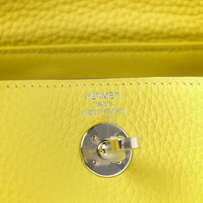Hermes Taurillon Clemence Mini Lindy 20 Lime 6 of 9