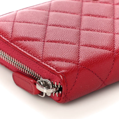 Chanel Caviar Quilted Large Gusset Zip Around Wallet Red 16 of 18