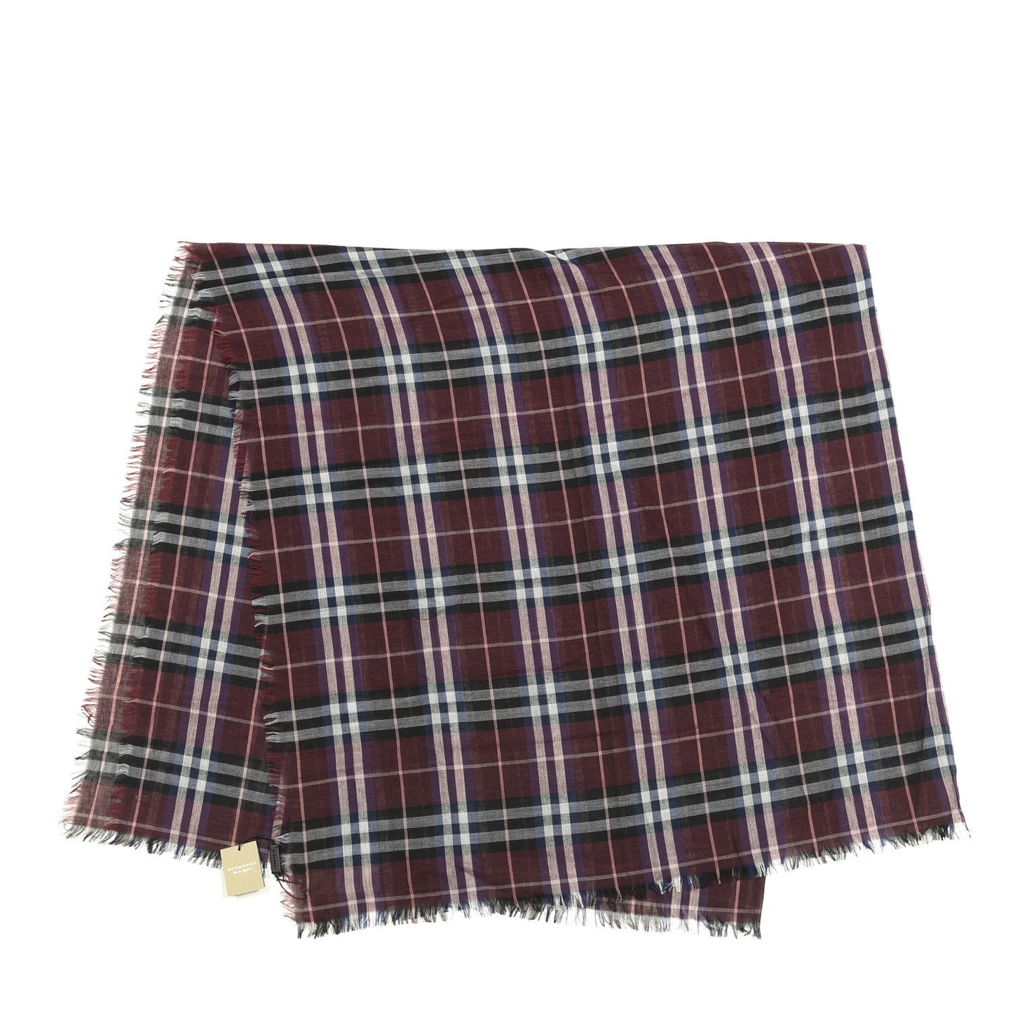 Modal Wool Check Square Scarf Claret