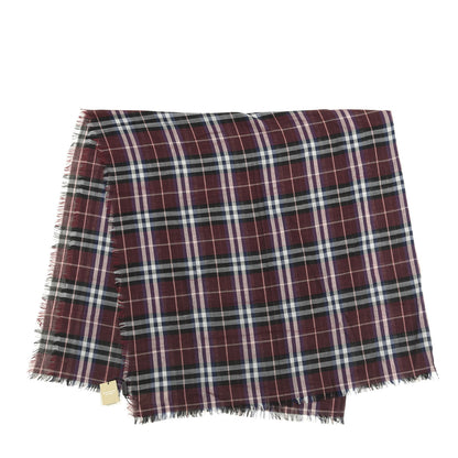 Burberry Modal Wool Check Square Scarf Claret 1 of 3
