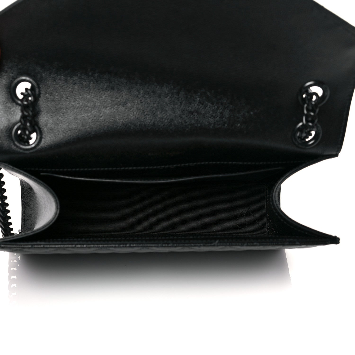 Saint Laurent Grain De Poudre Textured Mixed Matelasse Triquilt Medium Monogram Satchel Black 5 of 9
