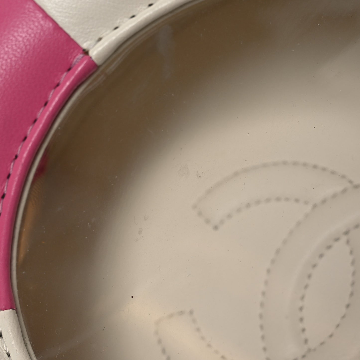 Lambskin Coco Lifesaver Round Bag Pink White