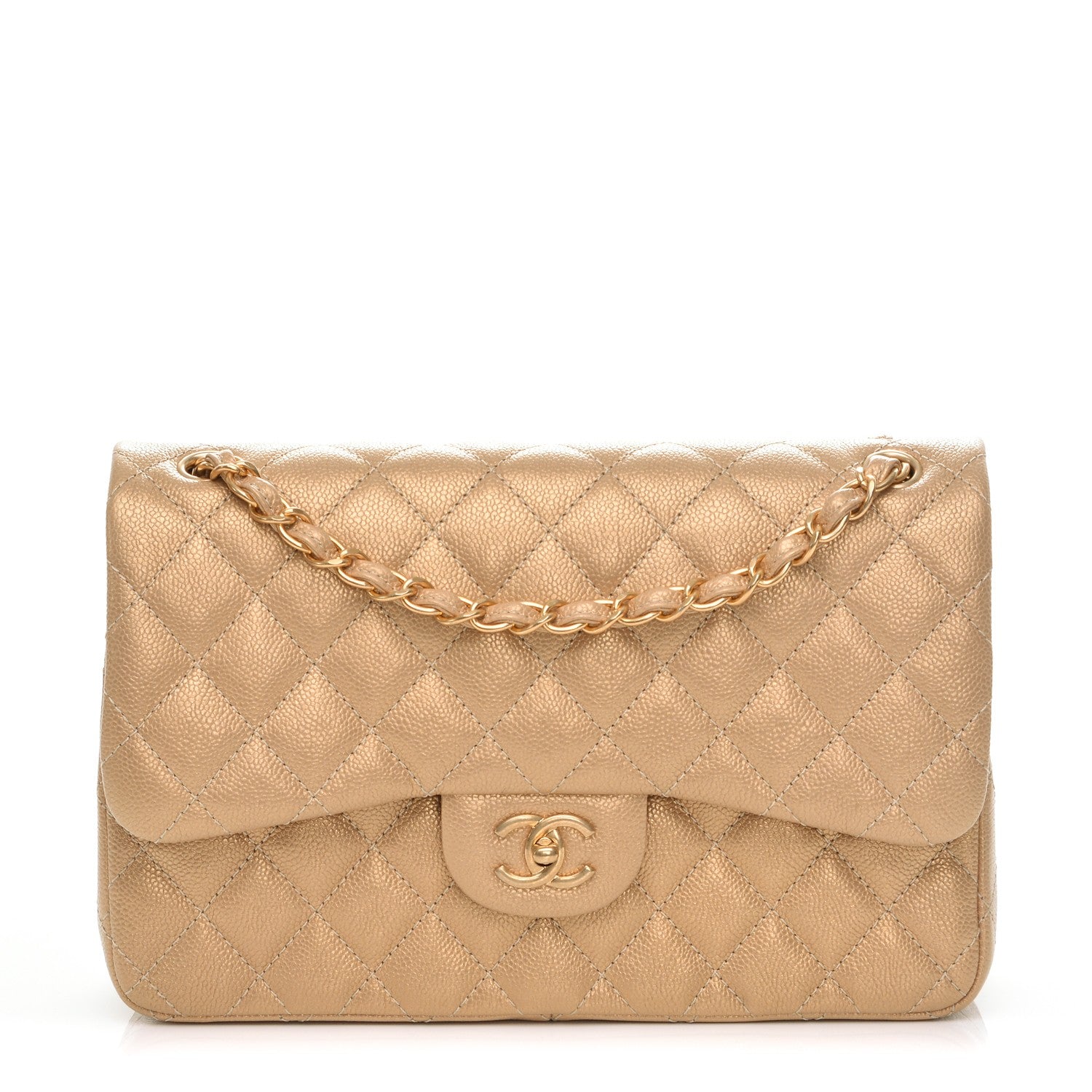 Chanel Pearly Caviar Quilted Jumbo Double Flap Gold 1 of 8