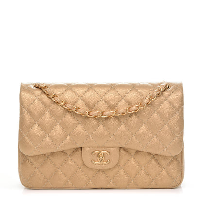 Chanel Pearly Caviar Quilted Jumbo Double Flap Gold 1 of 8