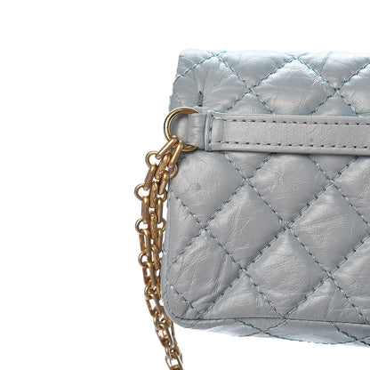 Chanel Aged Calfskin Quilted 2.55 Reissue Chain Waist Bag Light Blue 10 of 14