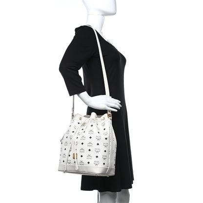 MCM Visetos Small Heritage Drawstring Bucket Bag White 2 of 12
