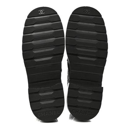 Chanel Shiny Lambskin Quilted Lace Up Combat Boots 36 Black 7 of 14