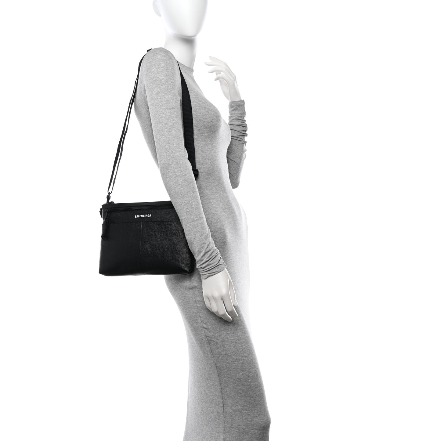 Grained Calfskin Explorer Crossbody Flat Pouch Black