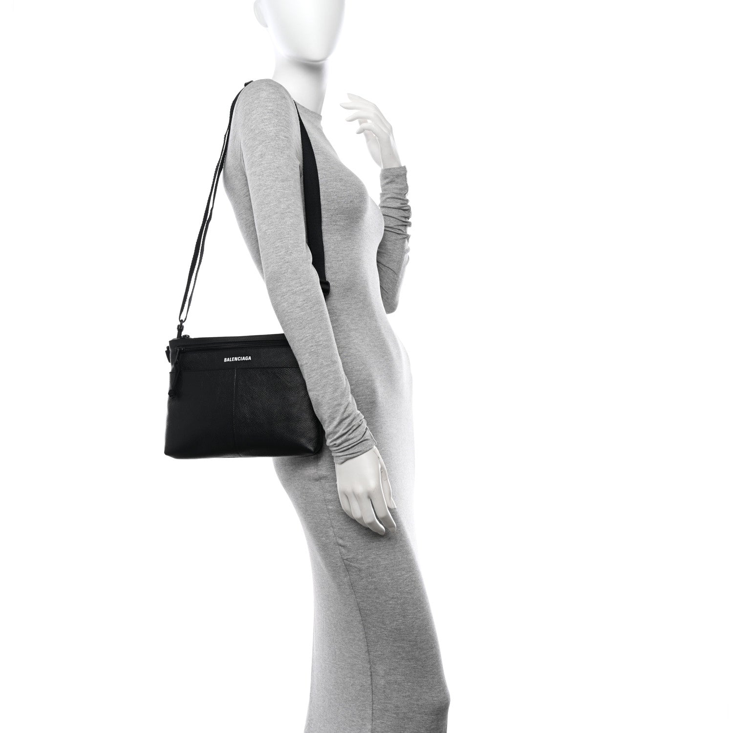 Balenciaga Grained Calfskin Explorer Crossbody Flat Pouch Black 2 of 10