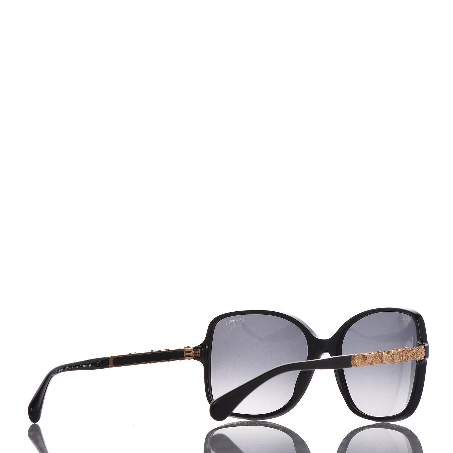 Chanel Acetate Polarized Bijou Square Sunglasses 5355 Black 4 of 9