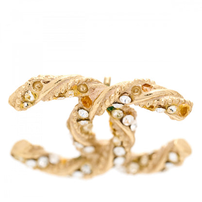 Chanel Crystal Twisted CC Earrings Gold 6 of 7