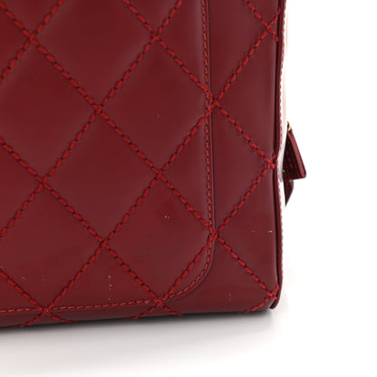 Chanel Calfskin Stitch Surpique Bowler Red 14 of 15