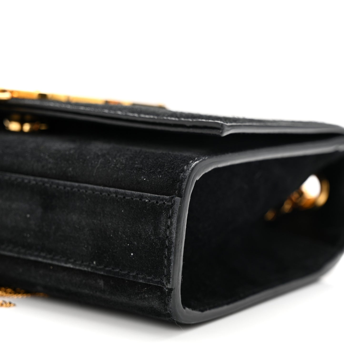 Suede Small Classic Monogram Kate Tassel Satchel Black