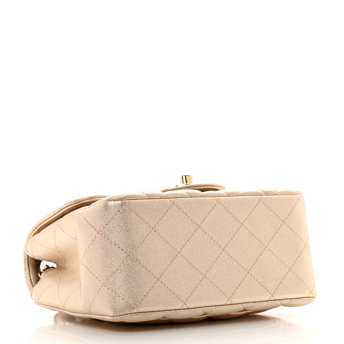 Metallic Lambskin Quilted Mini Square Flap Gold