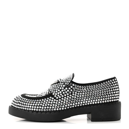 Prada Satin Crystal Metal Triangle Logo 50mm Loafers 38 Cristal 1 of 10