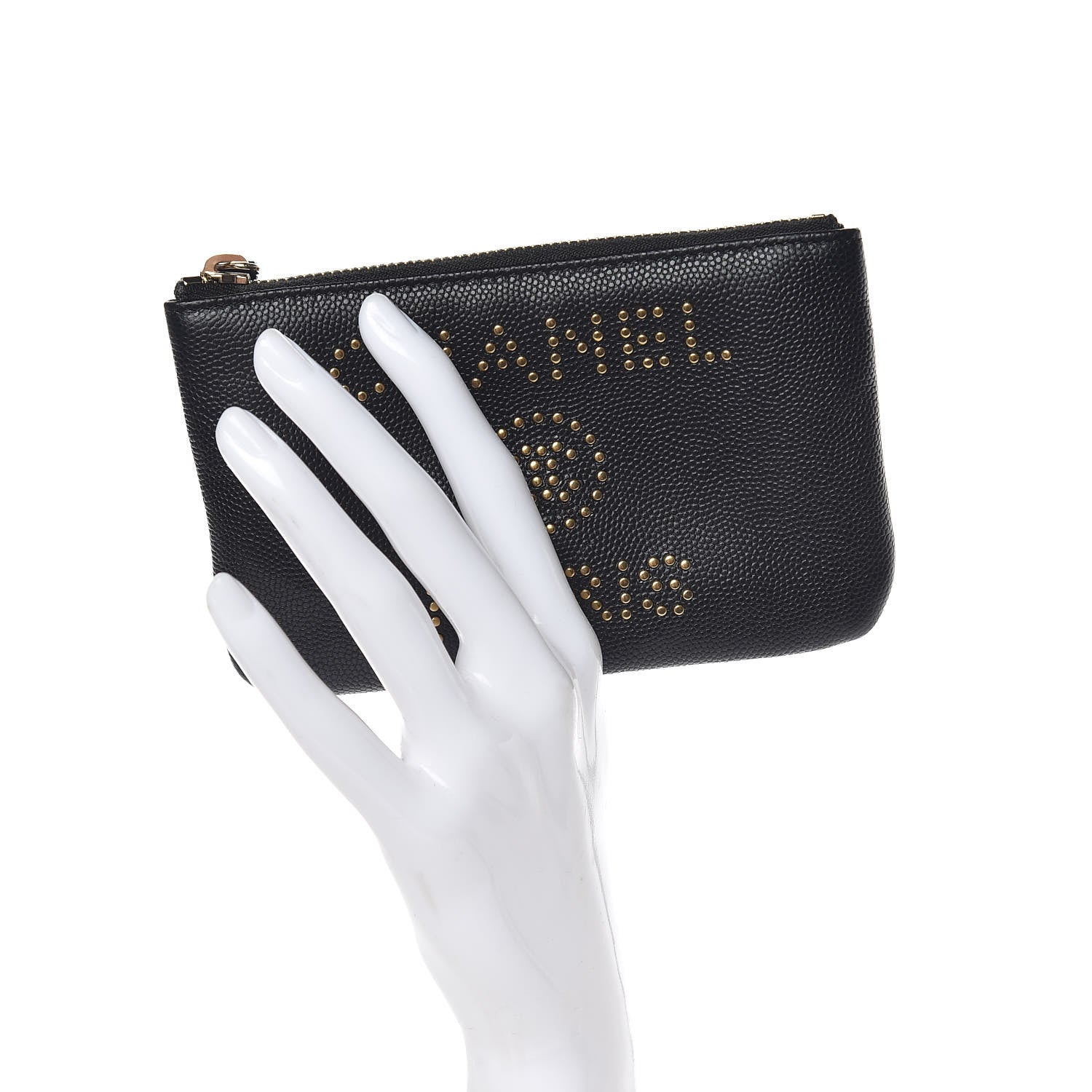Chanel Caviar Studded Deauville Cosmetic Pouch Black 2 of 8
