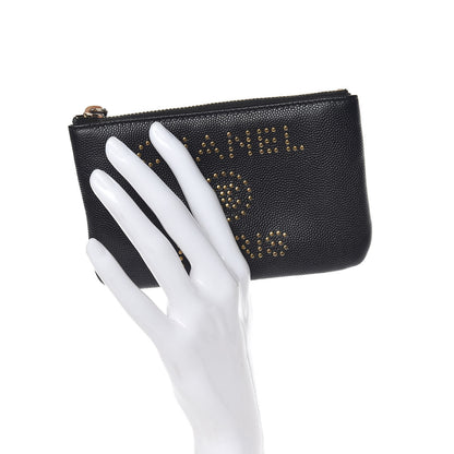 Chanel Caviar Studded Deauville Cosmetic Pouch Black 2 of 8