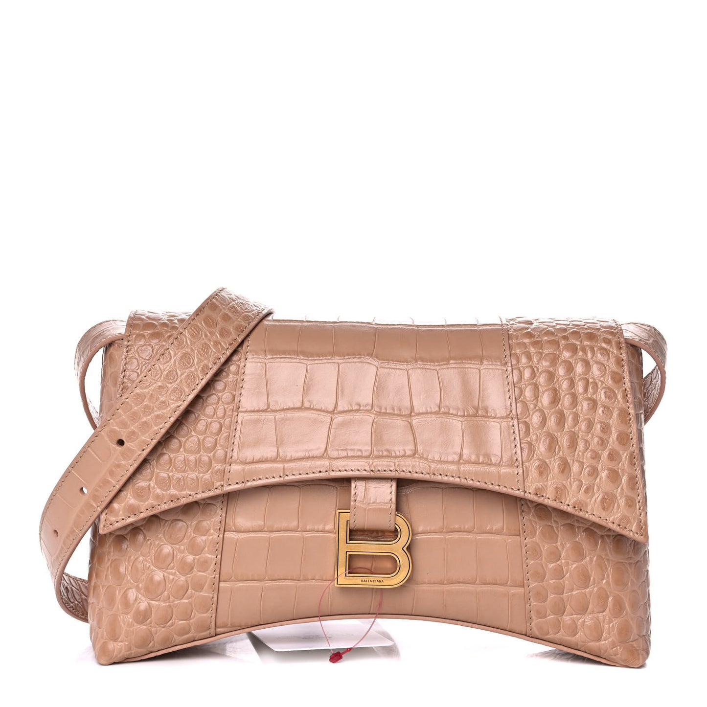 Extra Supple Calfskin Crocodile Embossed XS Downtown Shoulder Bag Nude Beige