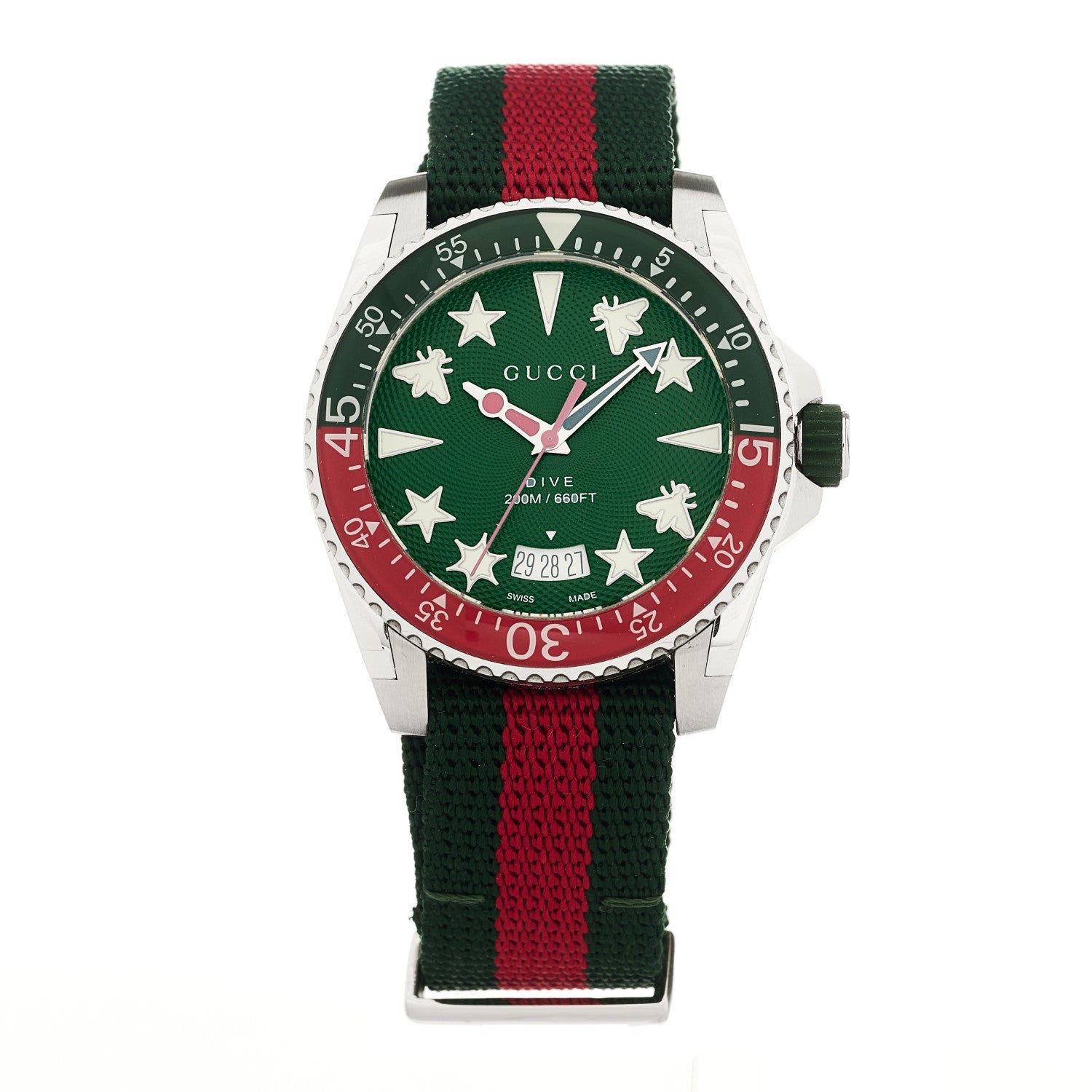 Gucci Stainless Steel Nylon 40mm Dive Quartz Watch Green 1 of 4