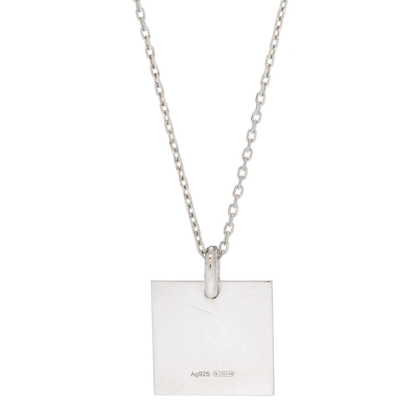 Sterling Silver Trademark Logo Square Pendant Necklace