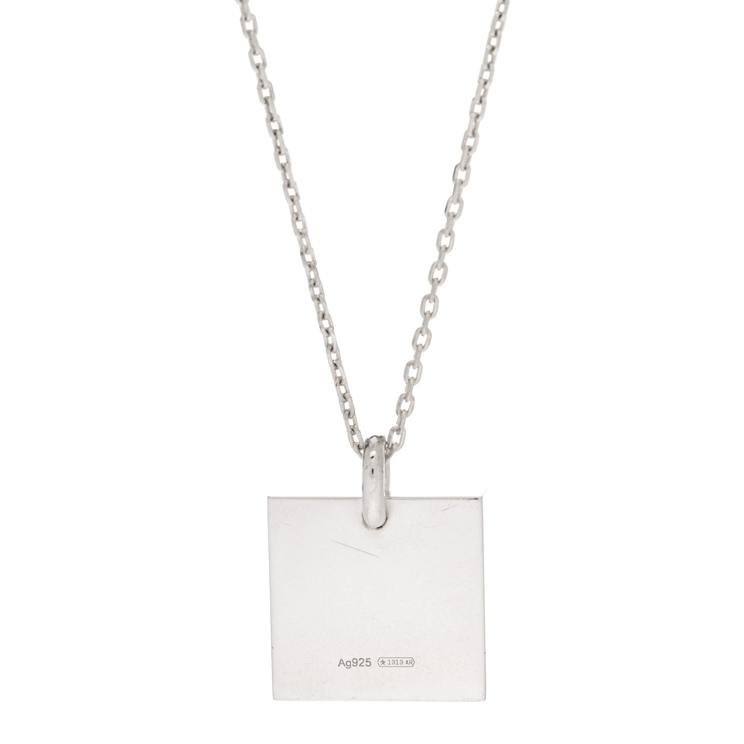 Gucci Sterling Silver Trademark Logo Square Pendant Necklace 3 of 4
