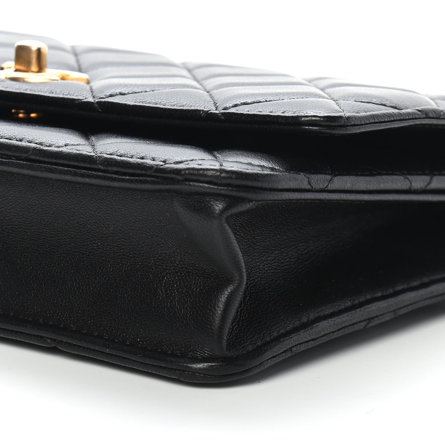 Chanel Lambskin Quilted CC Pearl Crush Wallet on Chain WOC Black 9 of 9