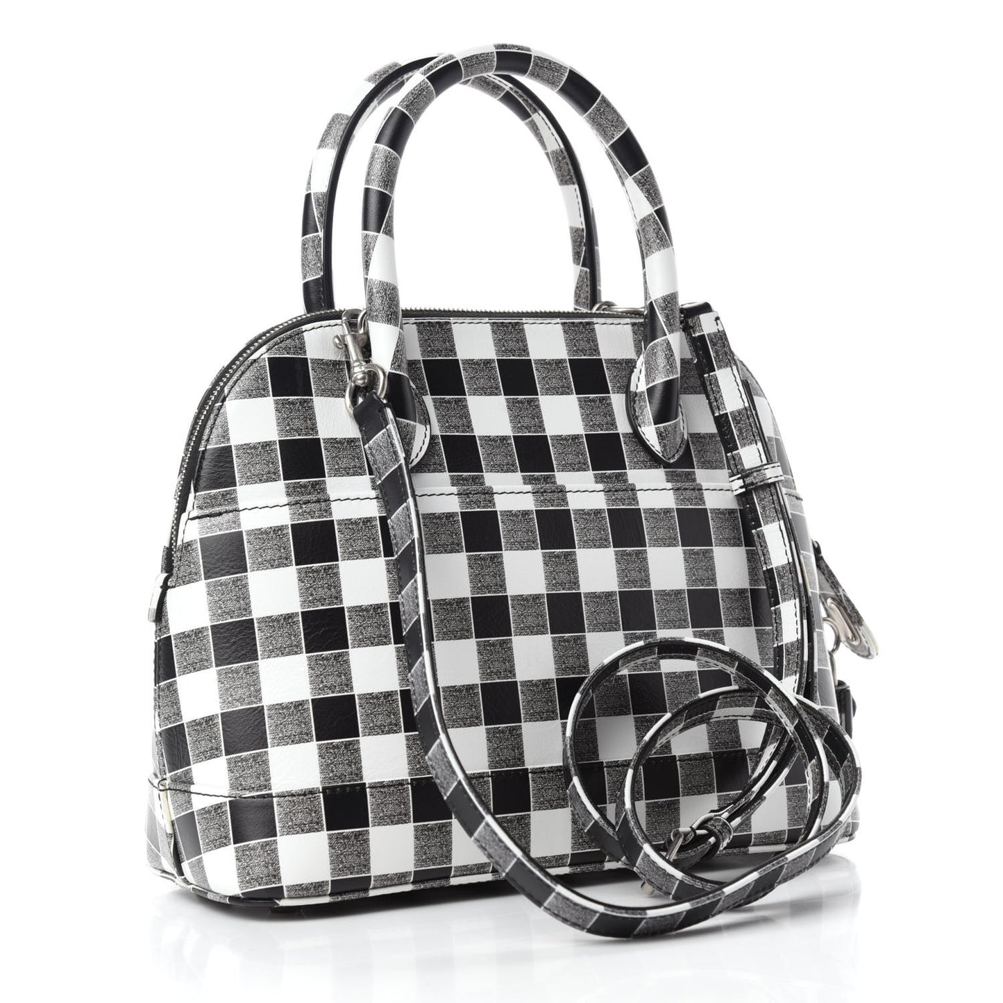Calfskin Checked S Ville Top Handle Bag Black