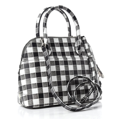 Balenciaga Calfskin Checked S Ville Top Handle Bag Black 3 of 11