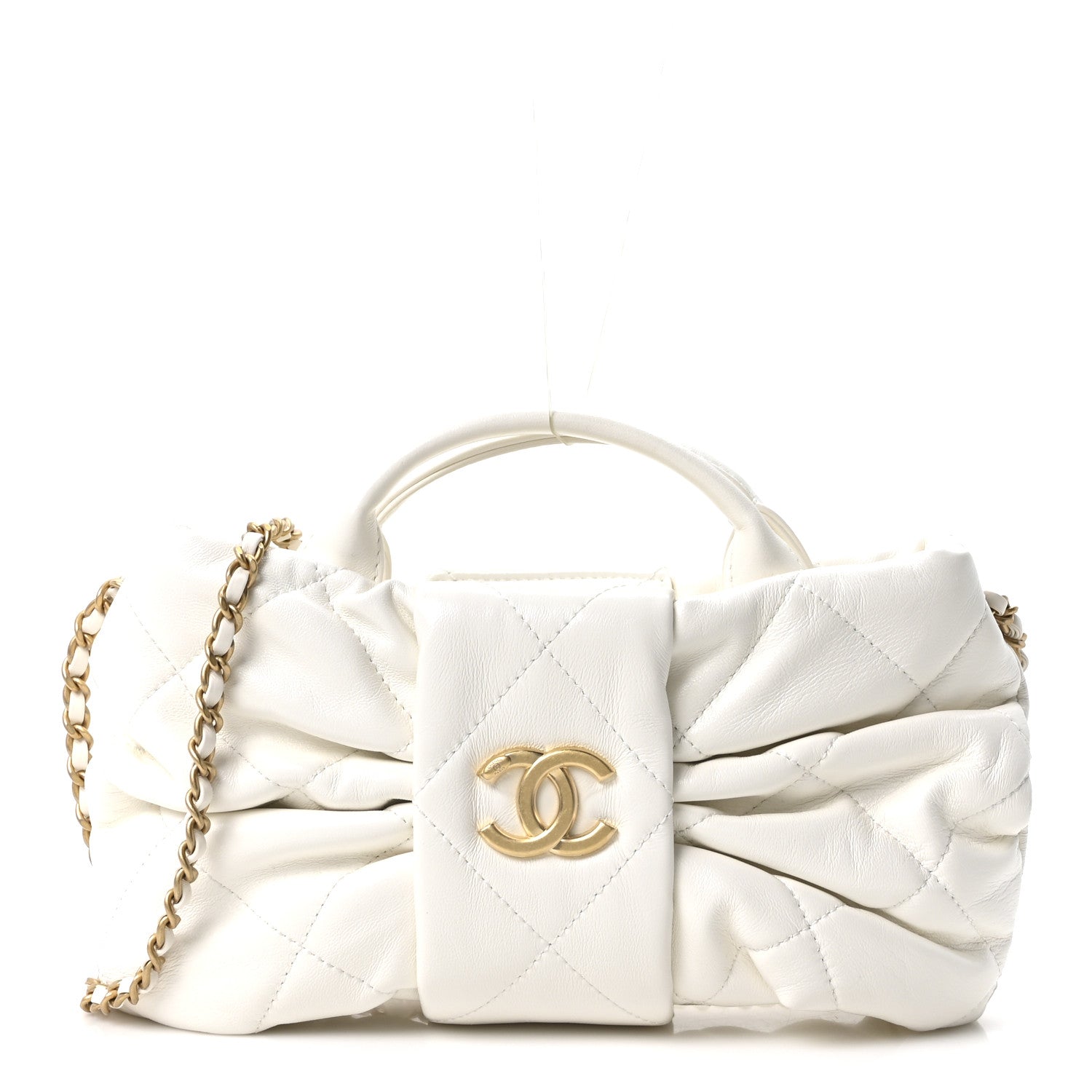 Chanel Lambskin Quilted Mini Bow Bag White 1 of 10