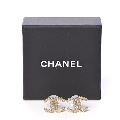 Chanel Crystal CC Earrings Gold 5 of 5
