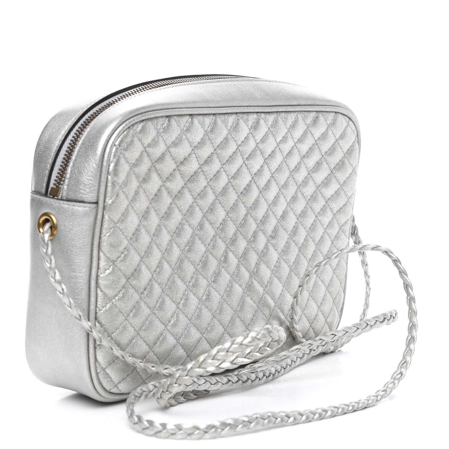 Gucci Laminated Nappa Web Trapuntata Small GG Shoulder Bag Argento 3 of 10