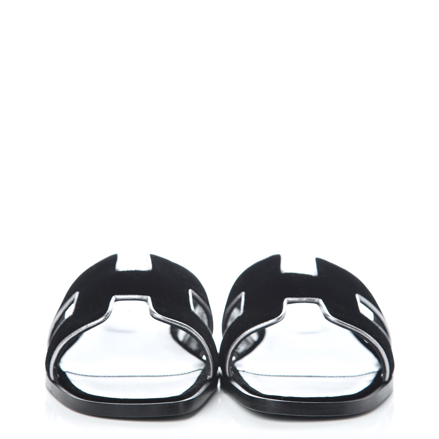Velvet Nappa Oran Sandals 39 Black Argent Vieilli