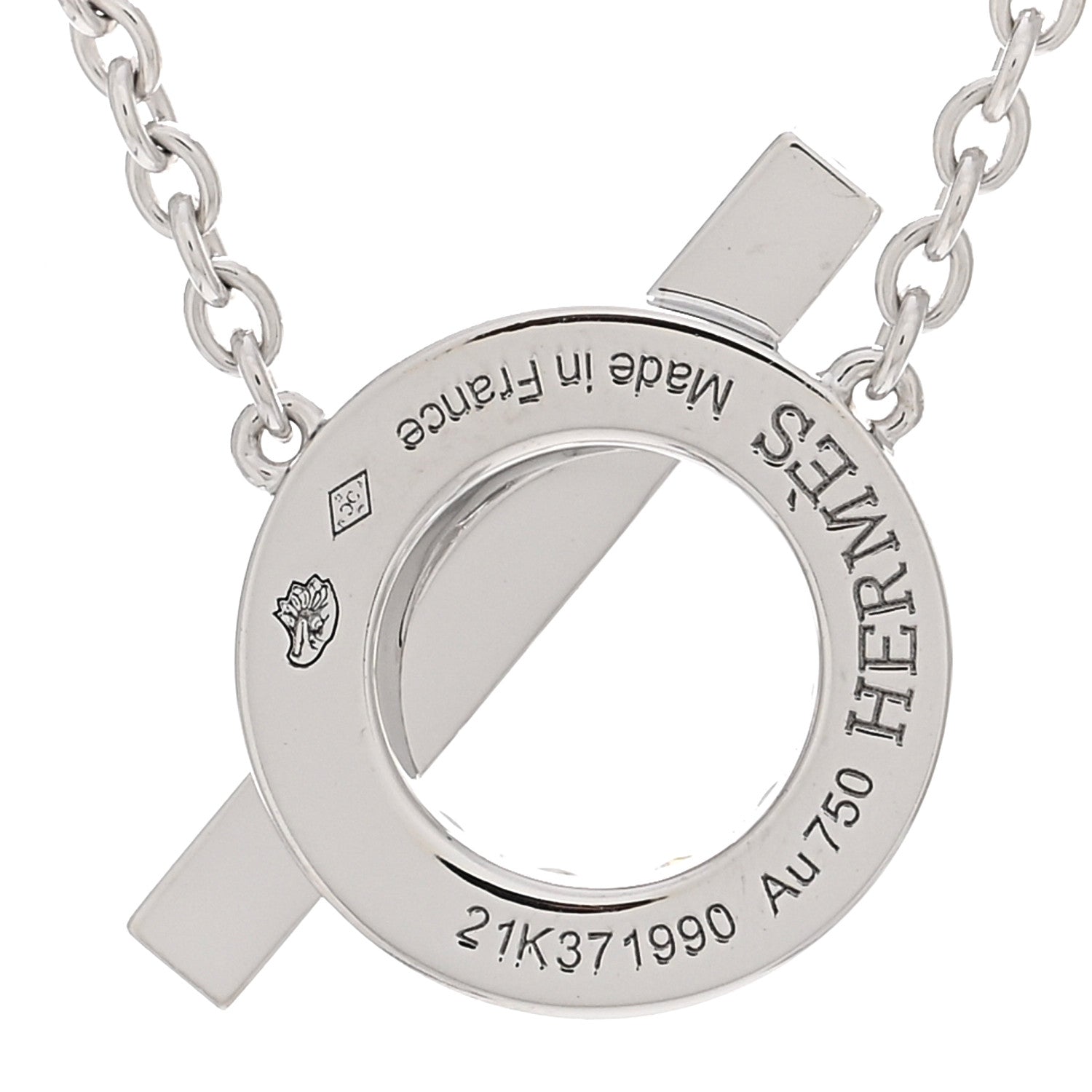 Hermes 18K White Gold Diamond Finesse Pendant Necklace 4 of 5
