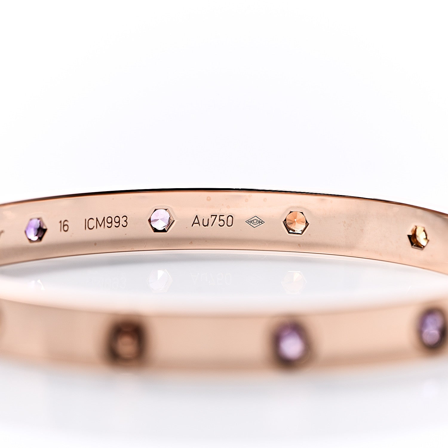 Cartier 18K Pink Gold Sapphire Garnet Amethyst LOVE Bracelet 16 6 of 7