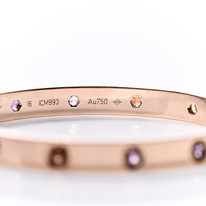 Cartier 18K Pink Gold Sapphire Garnet Amethyst LOVE Bracelet 16 6 of 7