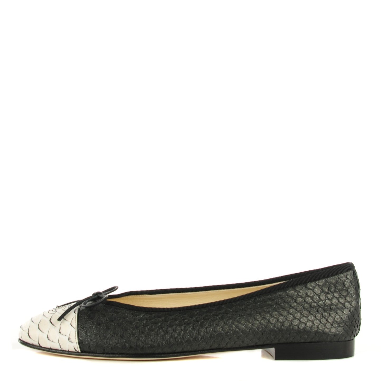 Glitter Python CC Cap Toe Ballerina Flats 41.5 Black White