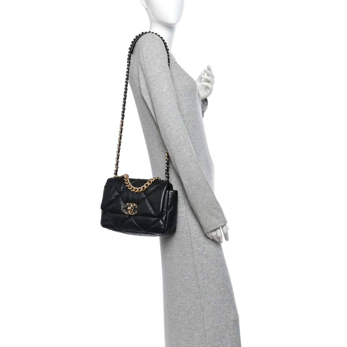 Lambskin Quilted Medium Chanel 19 Flap Black