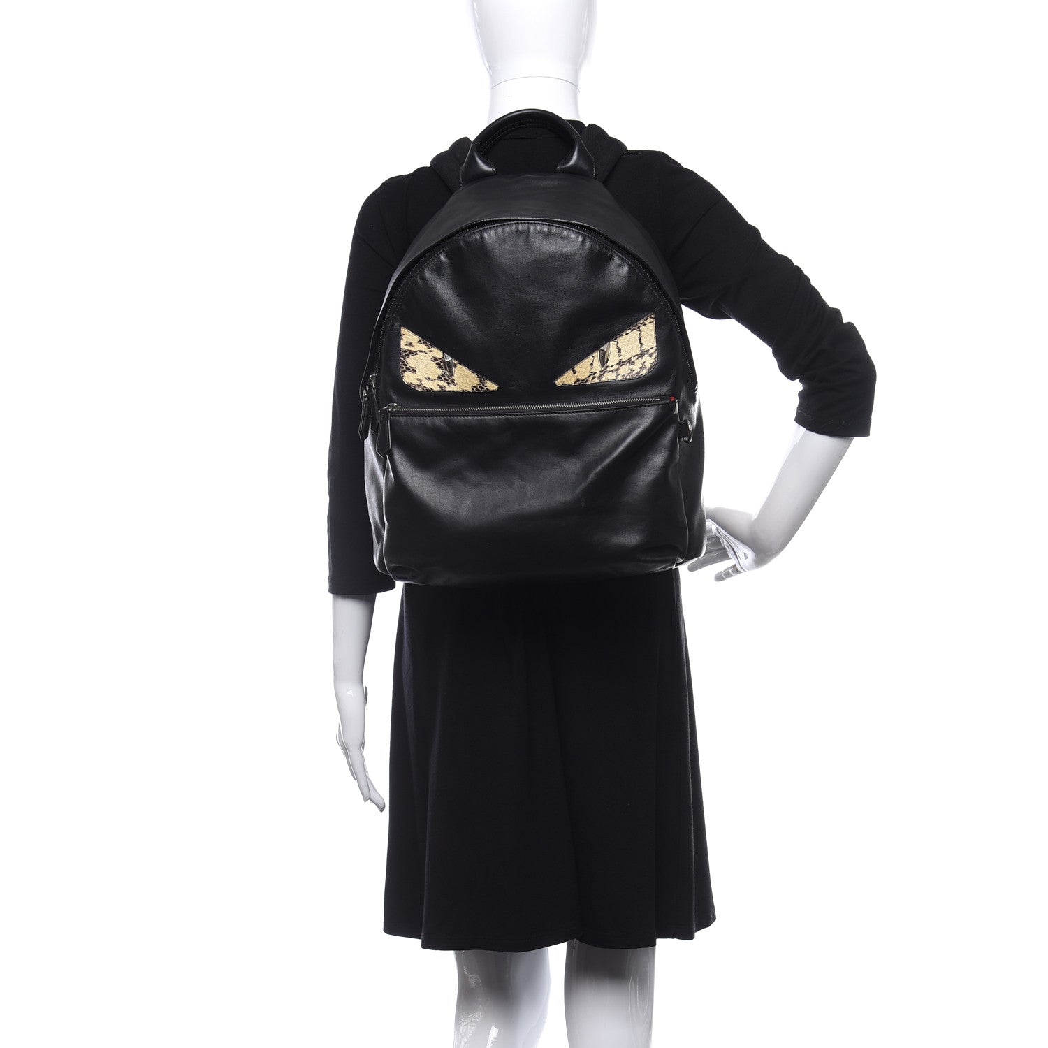 Fendi Vitello Century Elaphe Monster Eyes Backpack Black Roccia 2 of 12