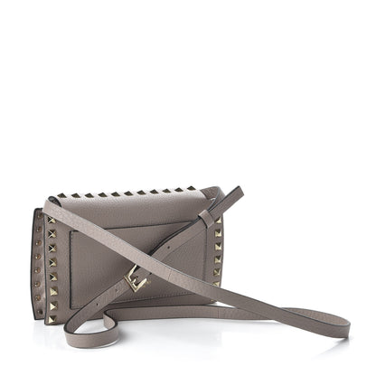 Valentino Garavani Pebbled Calfskin Small Rockstud Overlay Flap Shoulder Bag Poudre 3 of 9