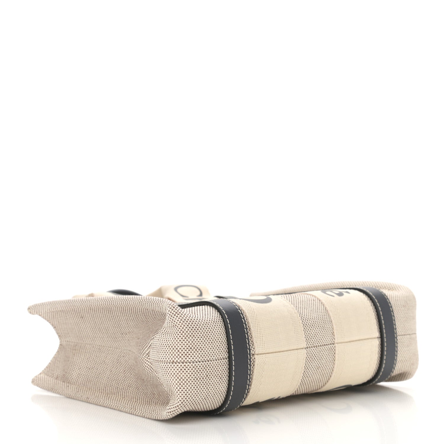 Chloe Cotton Calfskin Small Woody Ribbon Tote White Blue 4 of 10