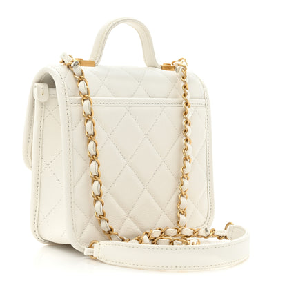 Chanel Caviar School Memory Mini Top Handle Flap White 3 of 9