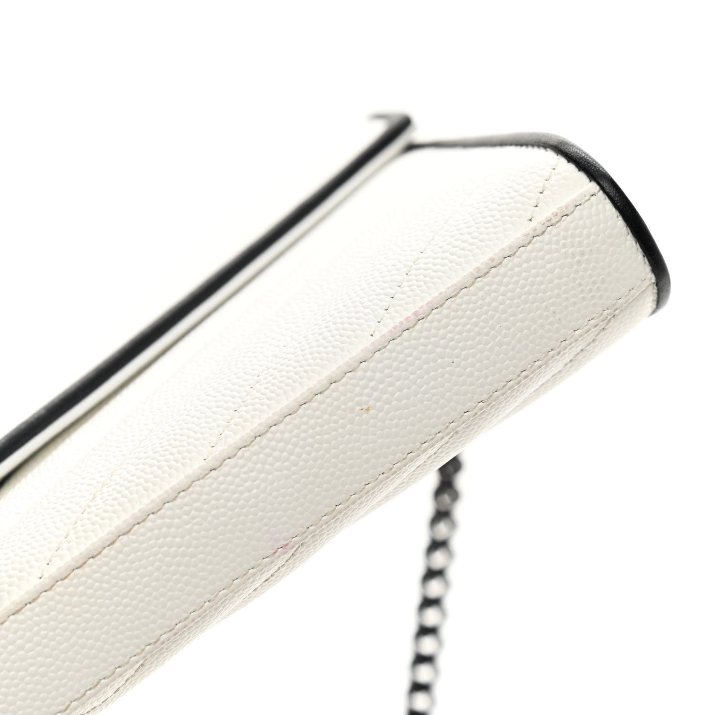 Grain De Poudre Matelasse Monogram Chain Wallet White Black