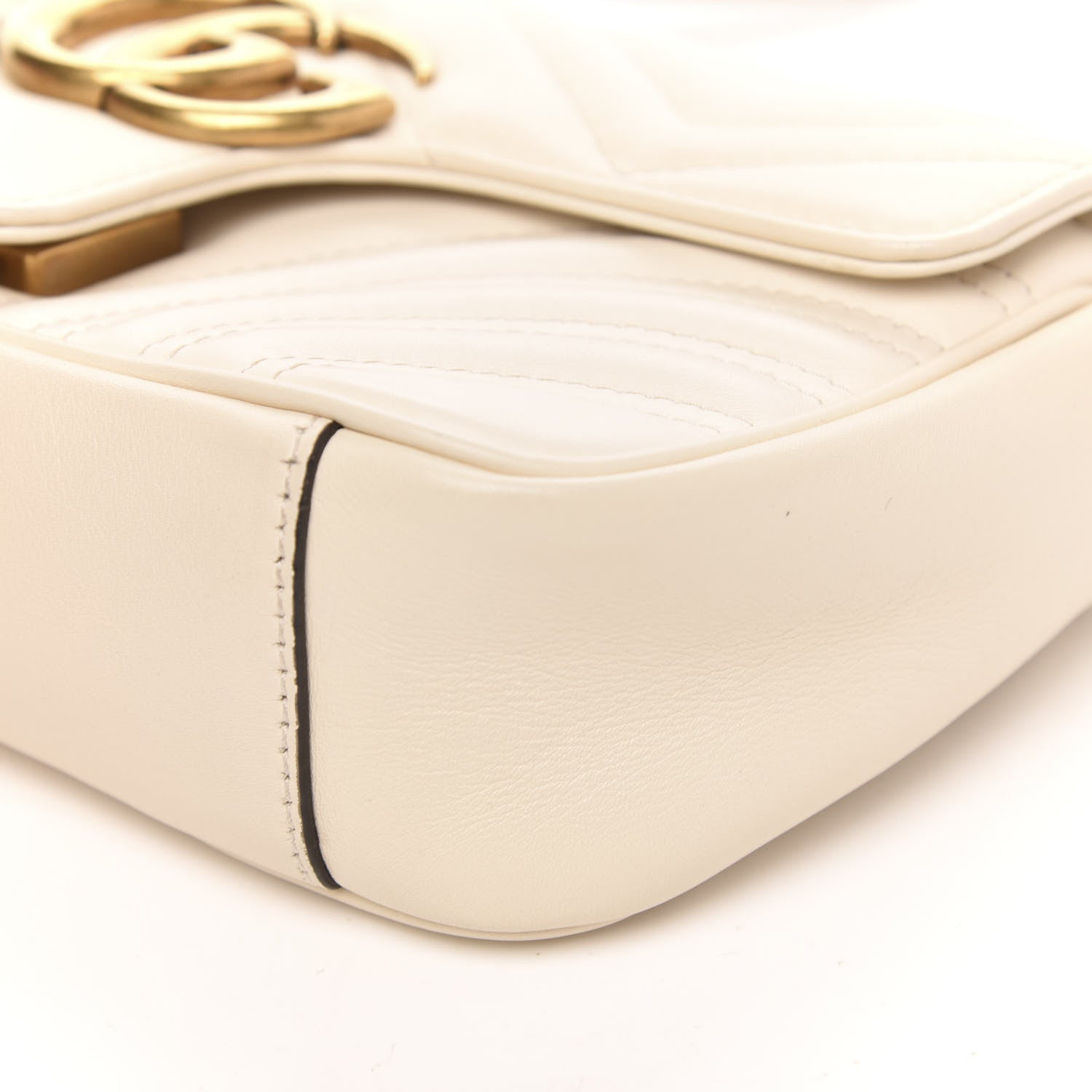 Gucci Calfskin Matelasse Mini GG Marmont Shoulder Bag White 9 of 11