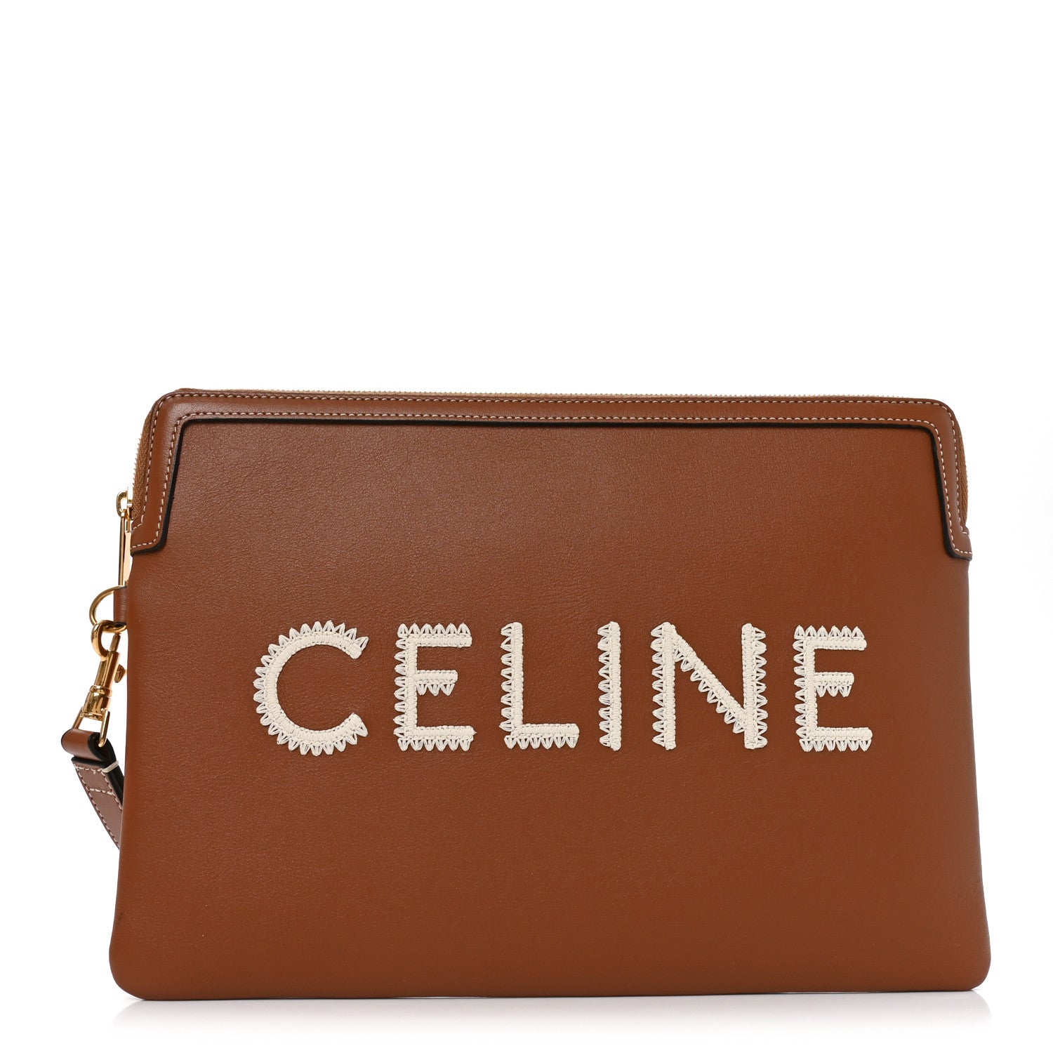 Celine Smooth Calfskin Small Pouch With Strap Tan 1 of 9