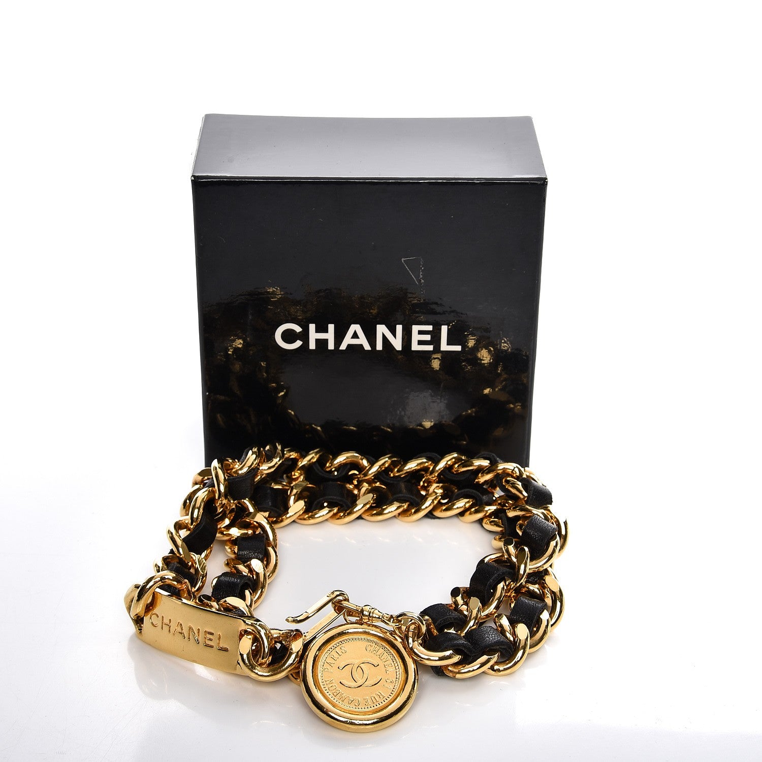 Chanel Lambskin Chain CC Medallion Belt Black Gold 6 of 6