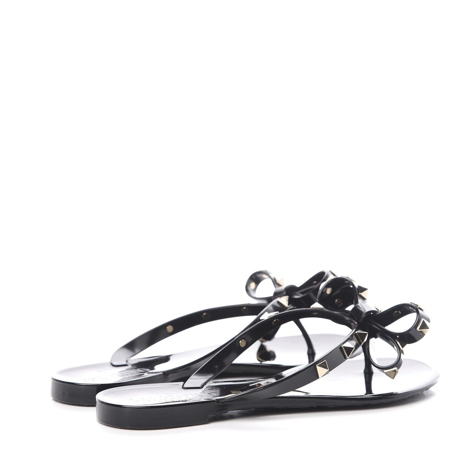 Valentino Garavani PVC Jelly Rockstud Bow Thong Sandals 35 Black 4 of 8