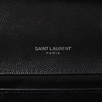 Saint Laurent Grain De Poudre Textured Mixed Matelasse Triquilt Medium Monogram Satchel Black 9 of 9