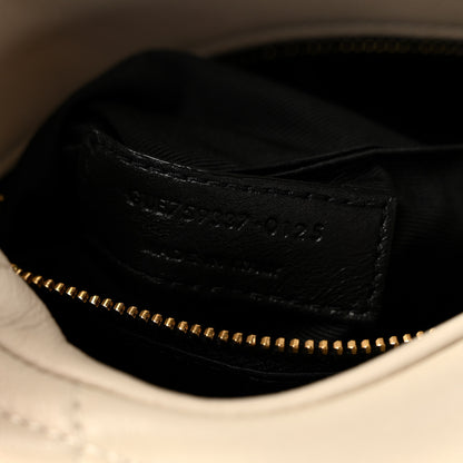 Saint Laurent Lambskin Quilted Toy Loulou Puffer Monogram Chain Satchel Blanc Vintage 7 of 10