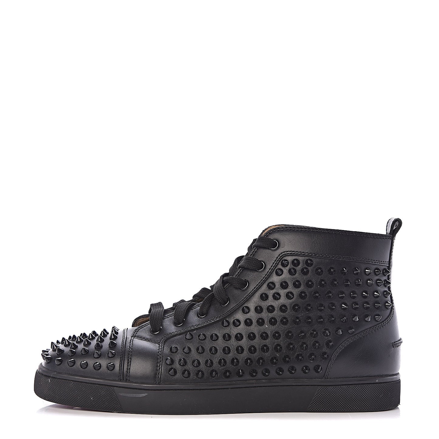 Calfskin Mens Louis Spikes Flat Sneakers 45 Black