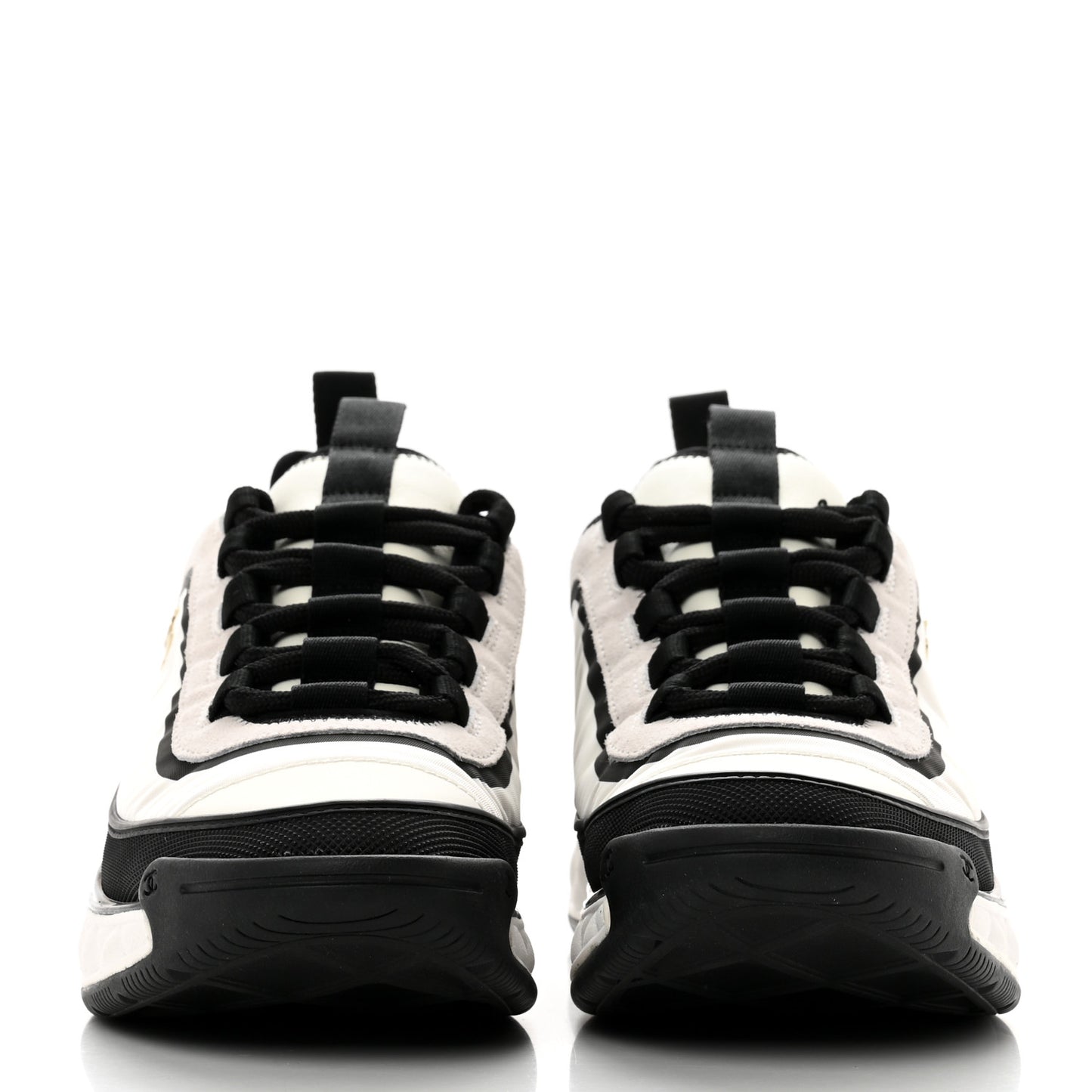 Suede Calfskin Mixed Fibers CC Sneakers 38 White Black